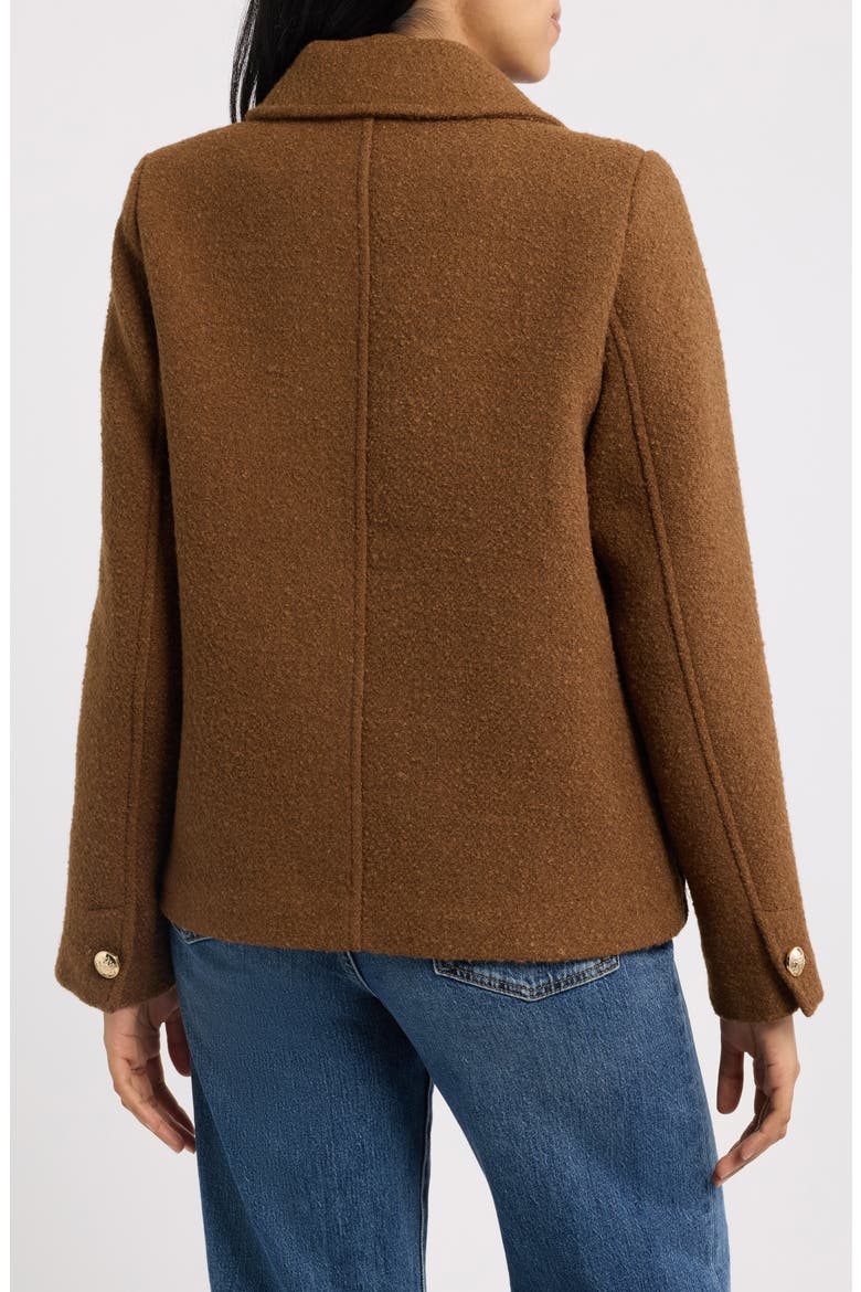 Plaid Double Breasted Short Coat, Alternate, color, CAMEL