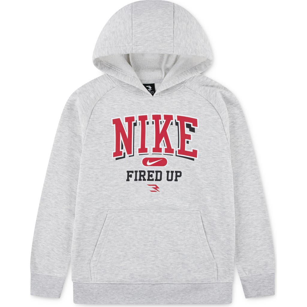 3 Brand Kids' Fired Up Collegiate Graphic Hoodie In Gray