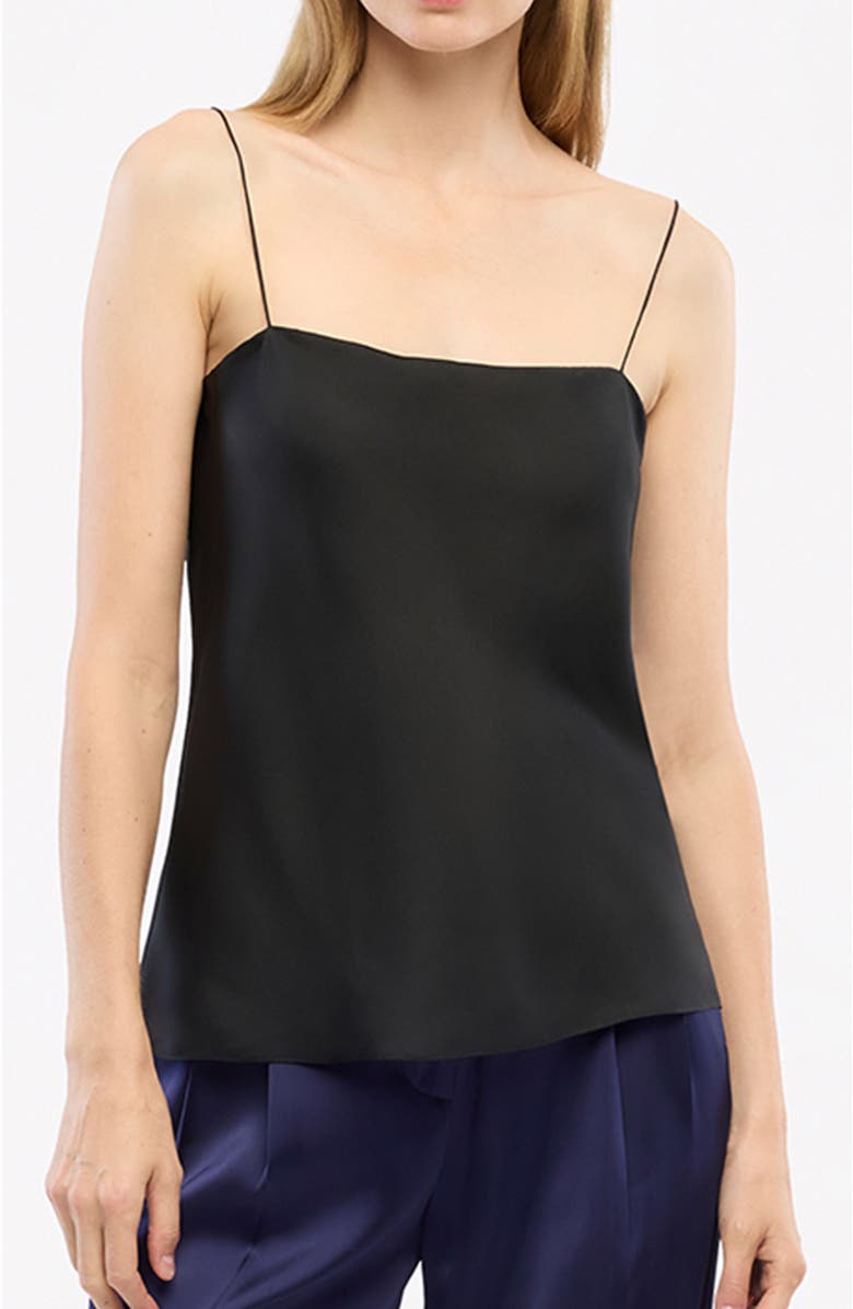 Another Tomorrow Silk Camisole, Main, color, Black