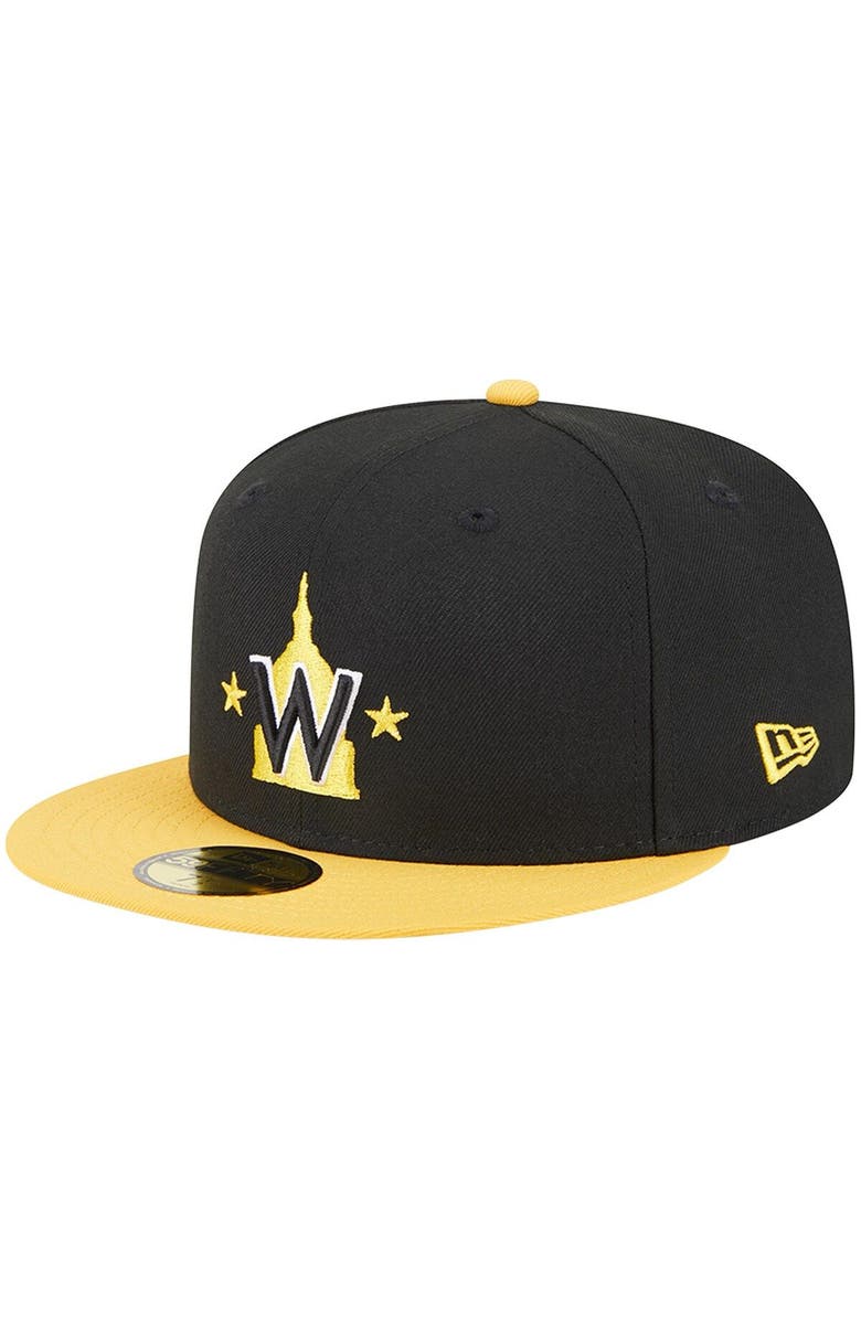 New Era Men's New Era Black/Gold Washington Nationals 59FIFTY Fitted Hat, Alternate, color, 