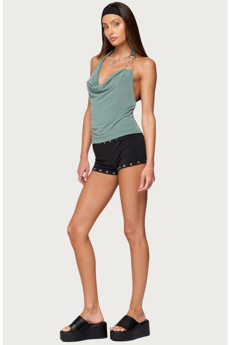 Rhia Ring Cowl Neck Halter Top, Alternate, color, GREEN