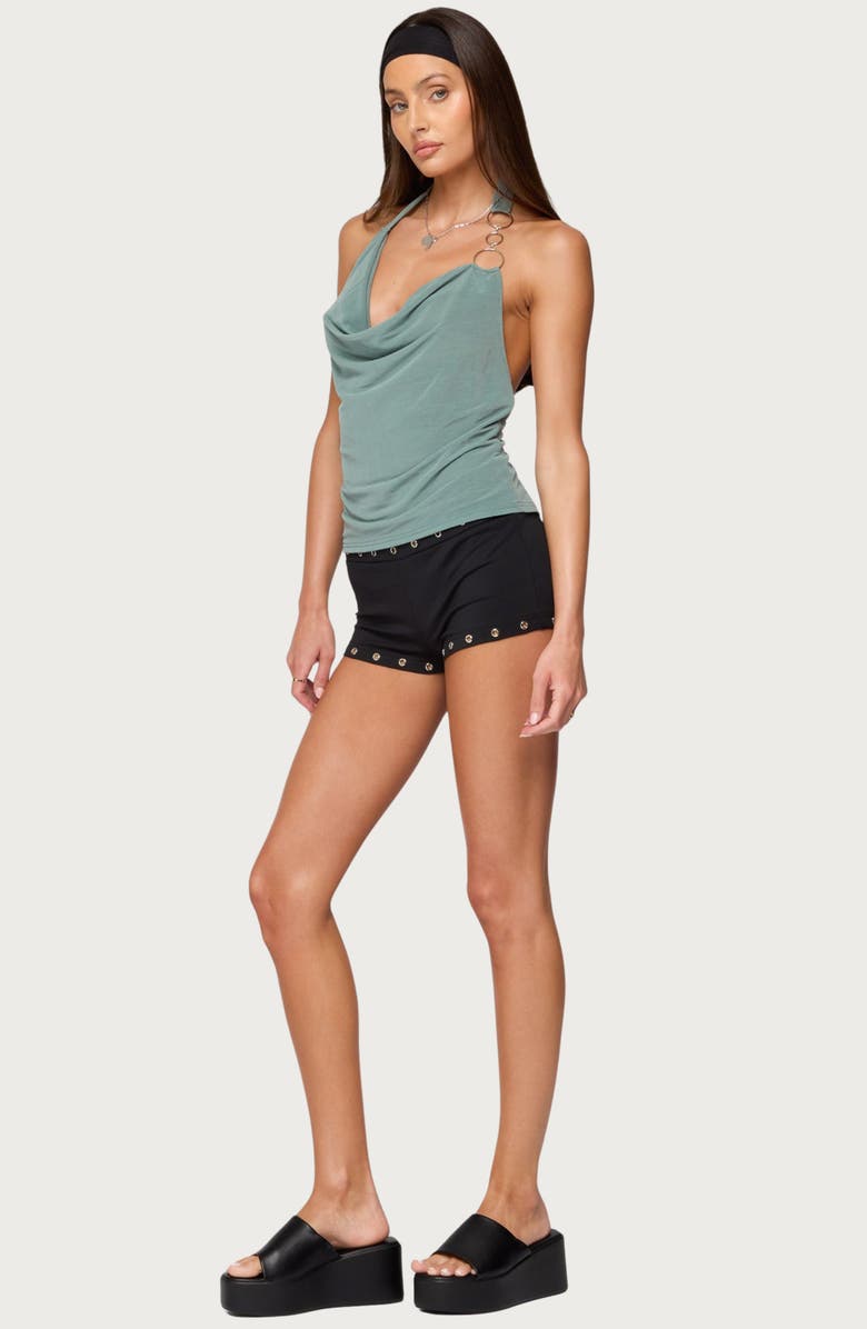 EDIKTED Rhia Ring Cowl Neck Halter Top, Alternate, color, Green