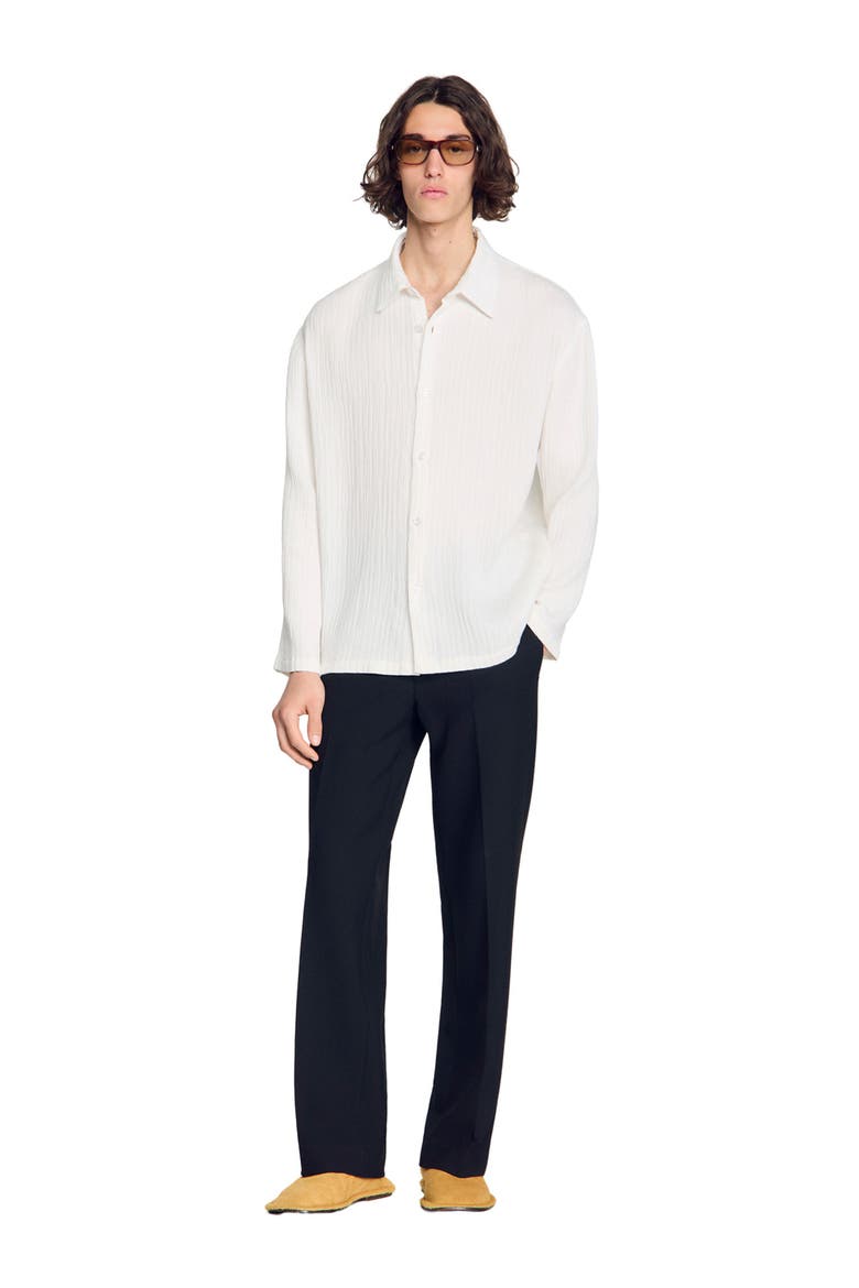 Crinkled loose-fit shirt, Alternate, color, White
