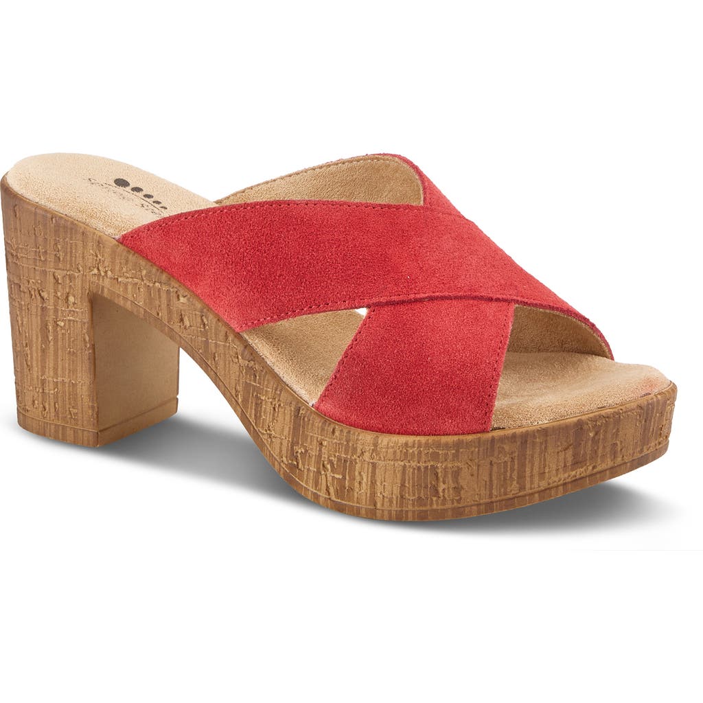 Spring Step Blanchar Platform Sandal In Red Suede