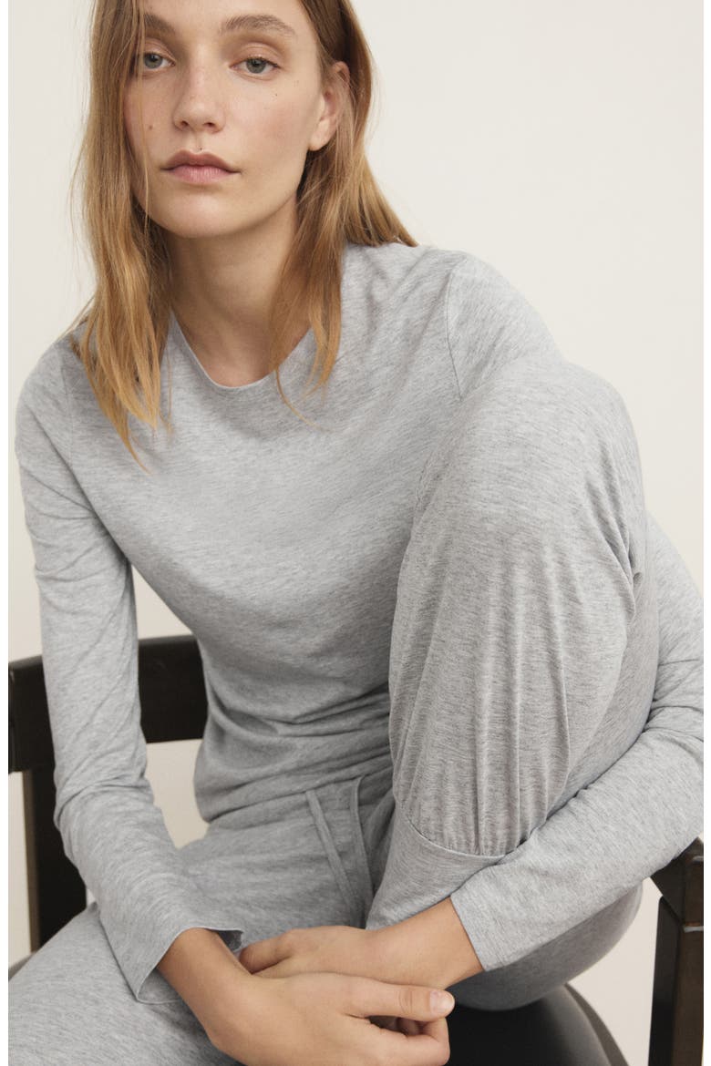 Long Sleeve Lyocell & Cotton Pajama T-Shirt, Alternate, color, LIGHT/ PASTEL GREY