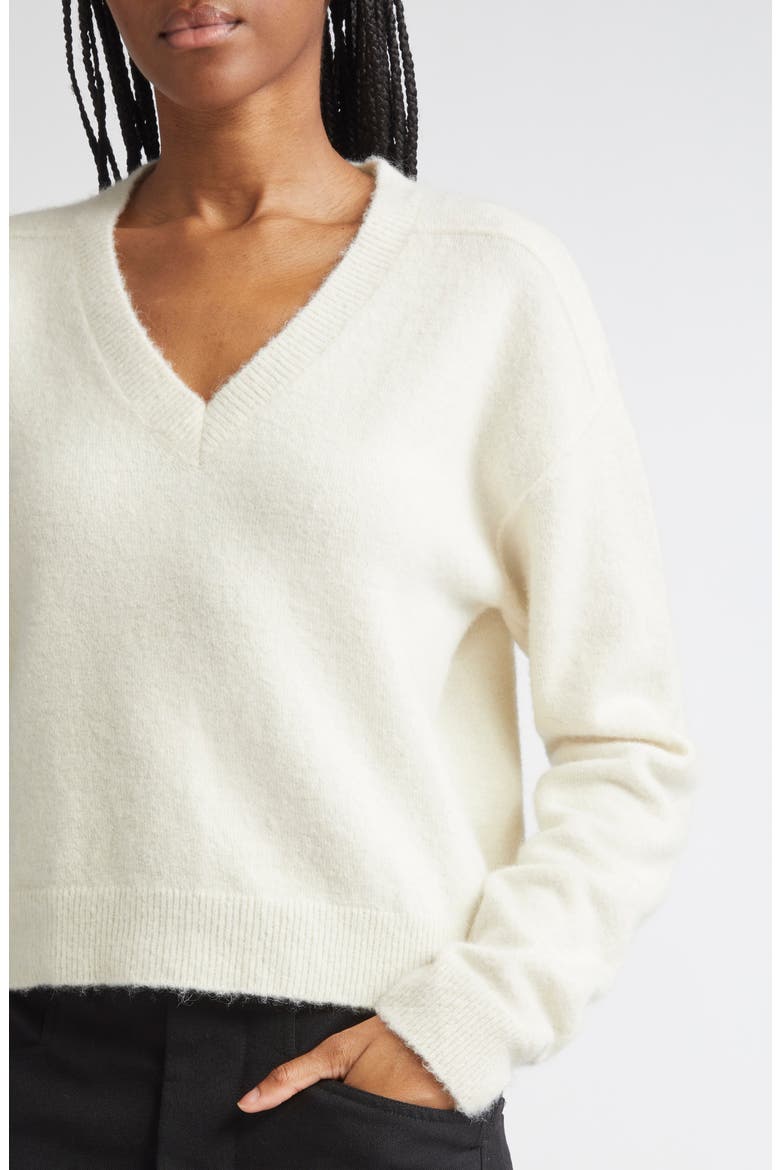 Tommy Alpaca & Wool Blend V-Neck Sweater, Alternate, color, MILK