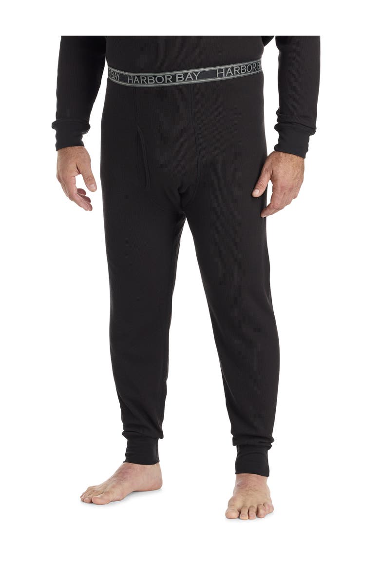 Big & Tall Performance Waffle-Knit Thermal Bottoms, Main, color, BLACK