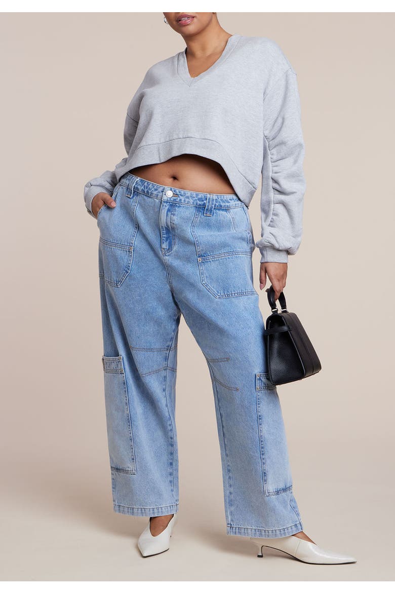 Low Rise Pocket Detail Loose Jean, Alternate, color, LIGHT WASH