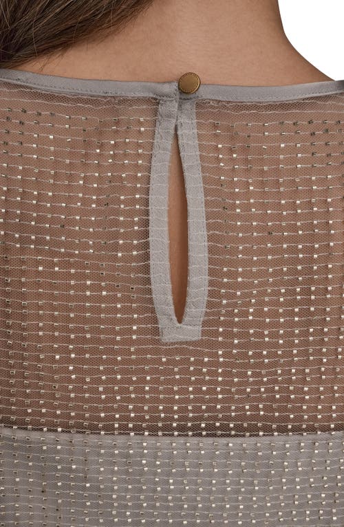 Donna Karan New York Beaded Mesh Sleeveless Top In Silver
