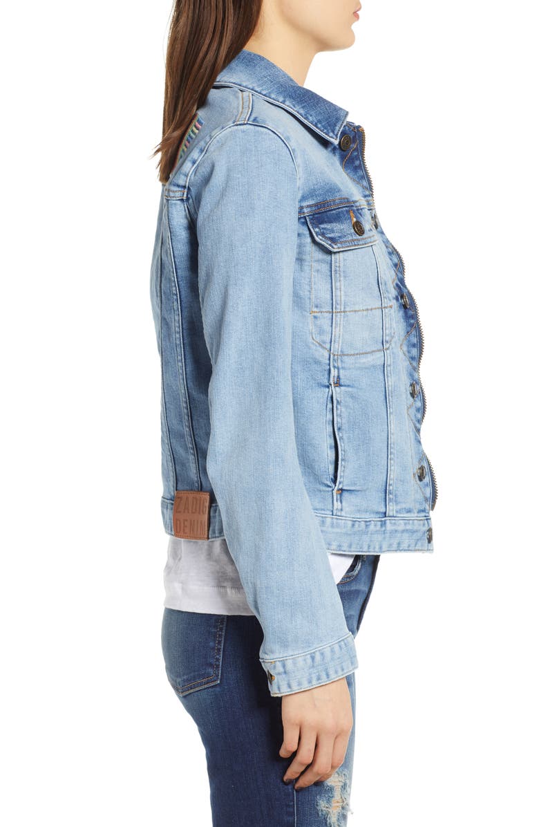 Zadig & Voltaire Embroidered Denim Jacket, Alternate, color, 