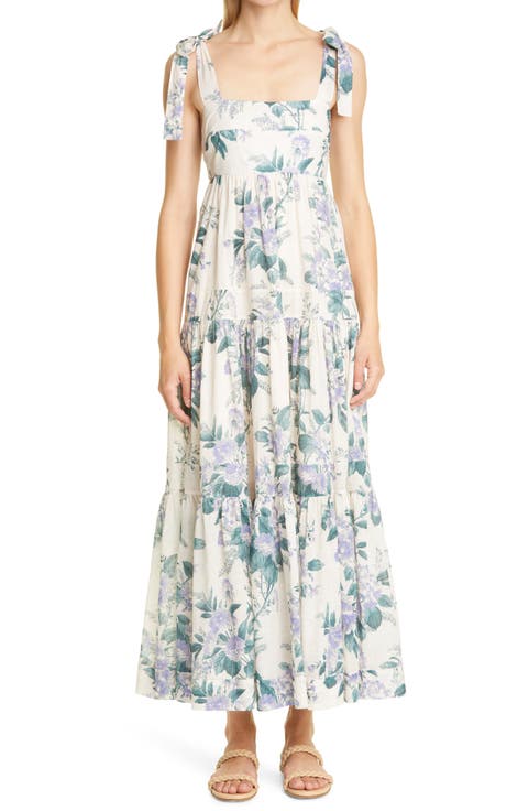 Cassia Floral Print Tie Shoulder Midi Sundress