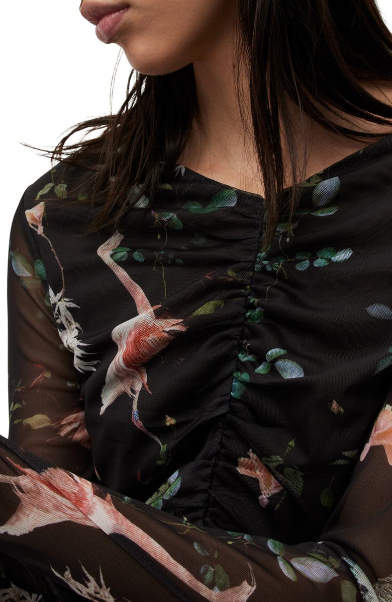 AllSaints Tessia Fabia Floral Ruched Crop Top, Alternate, color,