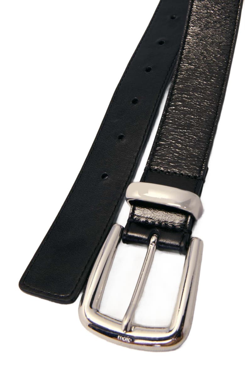 maje Leather belt with square buckle, Alternate, color, Black