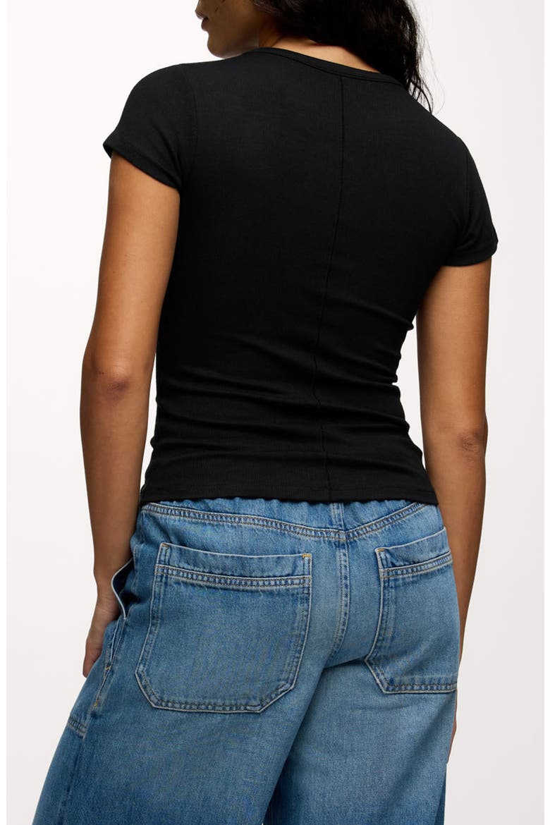 Slinky Rib Crewneck T-Shirt, Alternate, color, BLACK