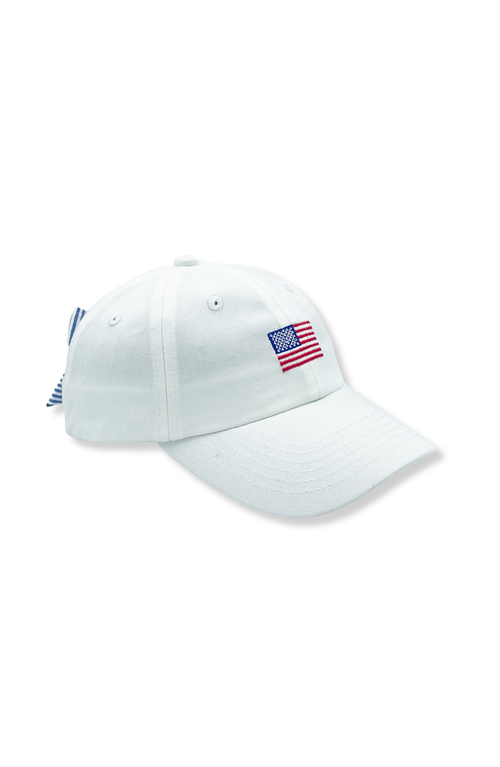 Bits & Bows Bow Baseball Hat In White
