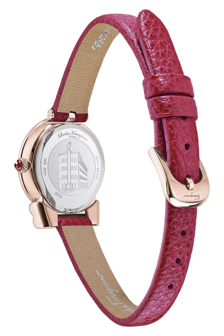 Gancini Slim Leather Strap Watch, 22mm, Alternate, color, ROSEGOLD