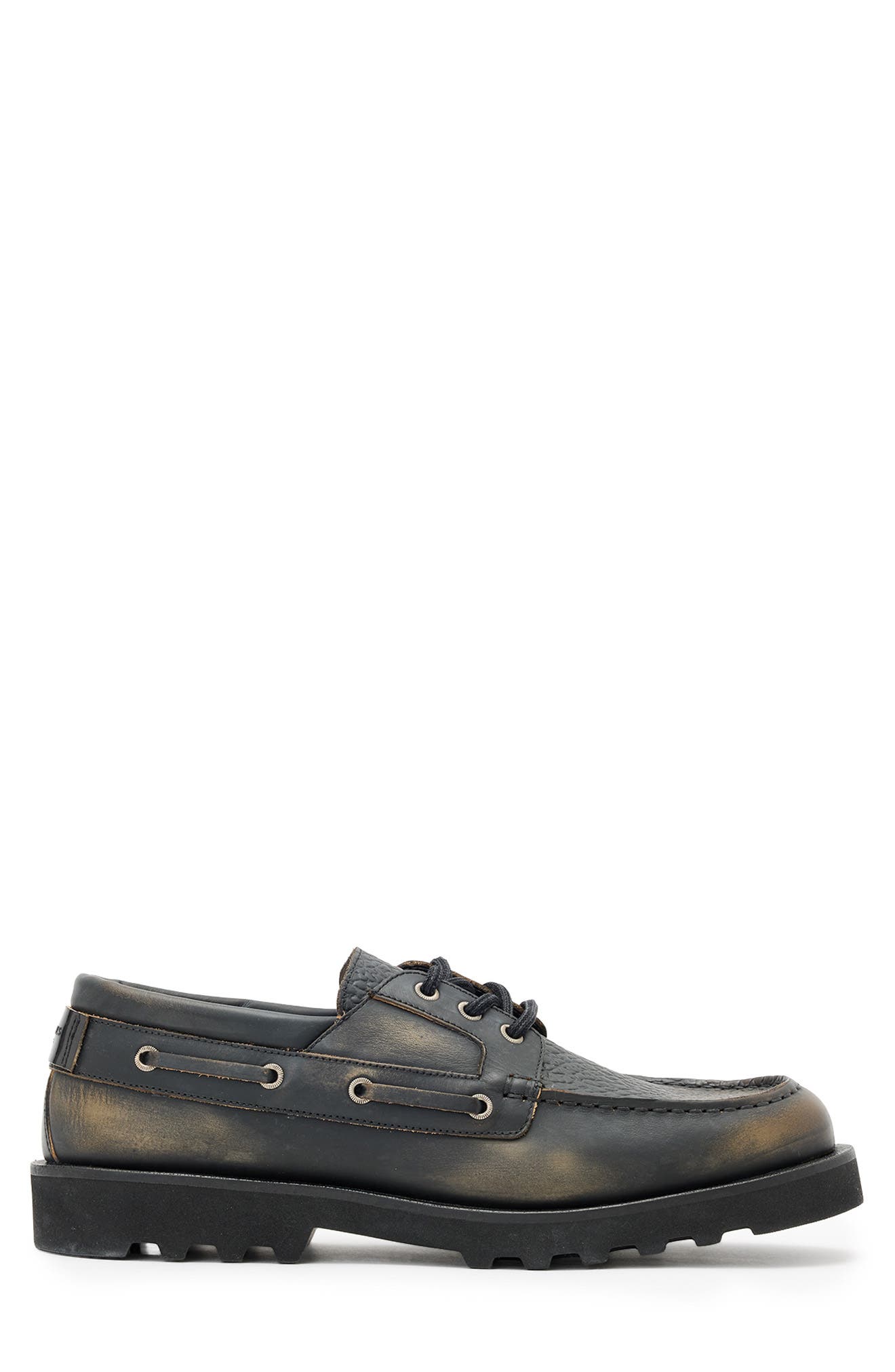 AllSaints Skiff Boat Shoe, Alternate, color, Black/ Brown