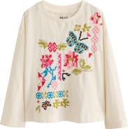 NEXT Kids' Embroidered Butterfly Long Sleeve T-Shirt