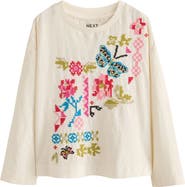 NEXT Kids' Embroidered Butterfly Long Sleeve T-Shirt