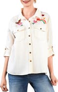 Billy T Happy Place Embroidered Denim Button-Up Shirt