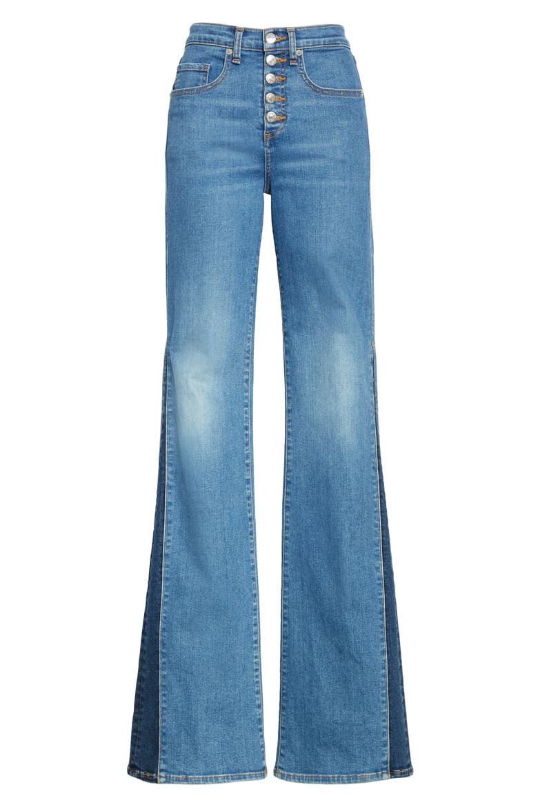 Kiley High Waist Inset Hem Wide Leg Jeans, Alternate, color, TWO TONE