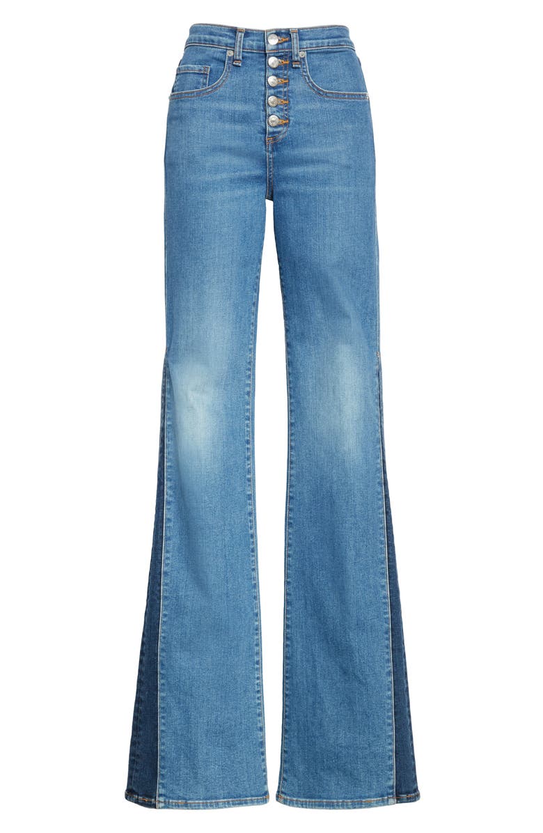 Veronica Beard Kiley High Waist Inset Hem Wide Leg Jeans, Alternate, color, 