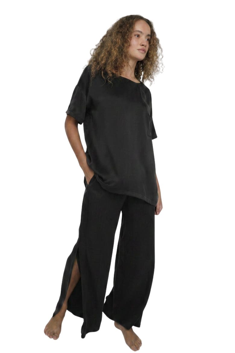 Washable Silk Pajamas, Alternate, color, IMMERSED BLACK