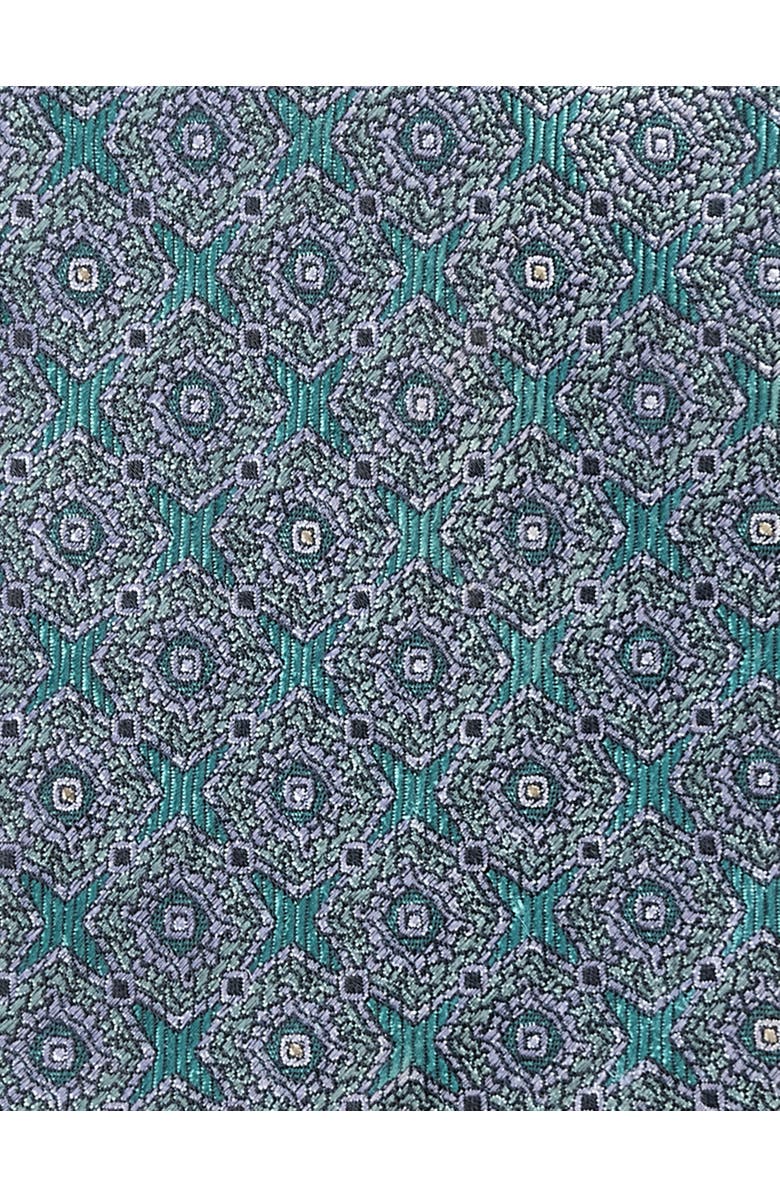 Oak Hill Premium by DXL Big & Tall Medallion Silk Tie, Alternate, color, Aqua