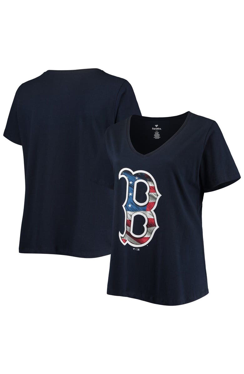PROFILE Women's Navy Boston Red Sox Plus Size Banner V-Neck T-Shirt, Main, color,