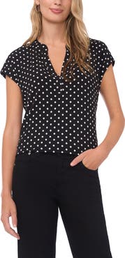 Vince Camuto V-Neck Dot Print Top