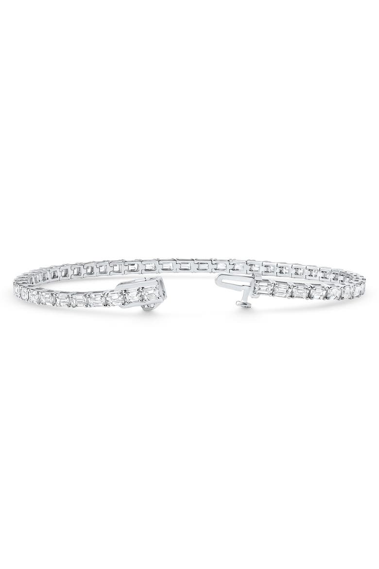 7Ct Emerald Cut Diamond East West Tennis Bracelet 14k Gold Lab Grown, Alternate, color, 14k White Gold