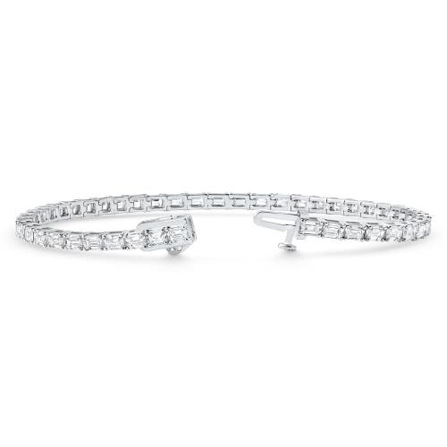 Bliss Diamond 7ct Emerald Cut Diamond East West Tennis Bracelet 14k Gold Lab Grown In Silver