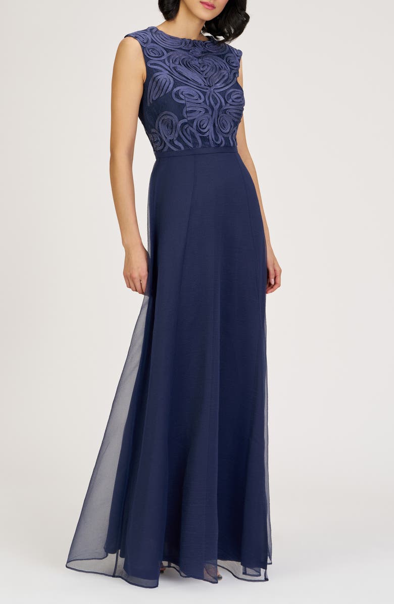 JS Collections Keira Soutache Lace Bodice Gown, Alternate, color, Black Iris