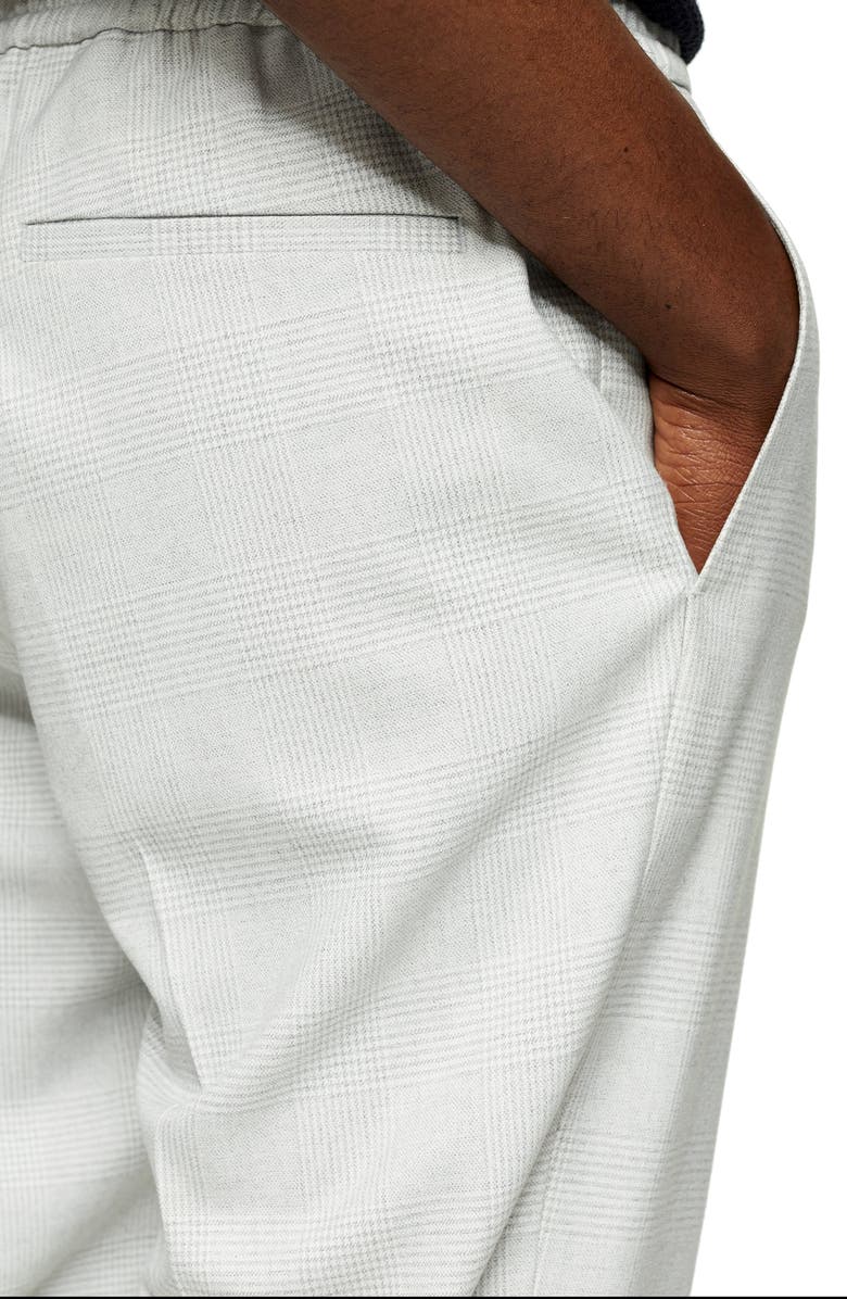 Topman Slim Fit Check Crop Pants, Alternate, color, Grey