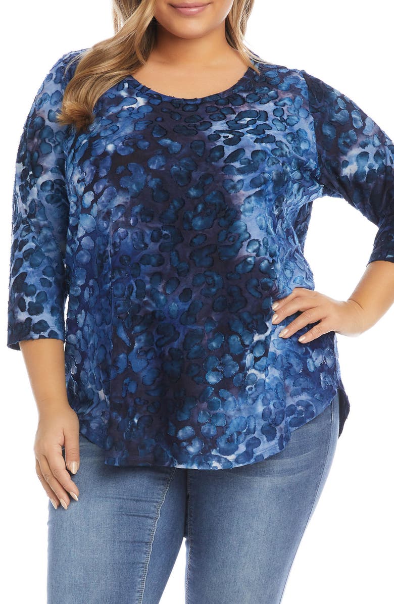 Karen Kane Tie Dye Shirttail Jacquard Knit Top, Main, color, 