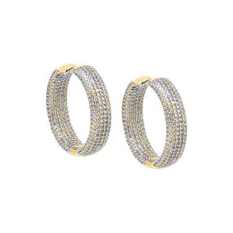 CZ Pavé Rounded Wide Hoop Earring