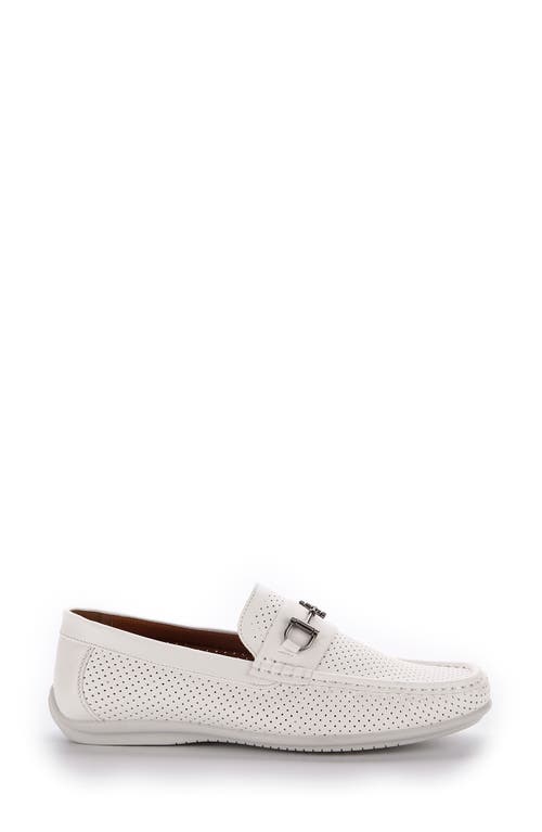 Aston Marc Perforated Bit Loafer In White