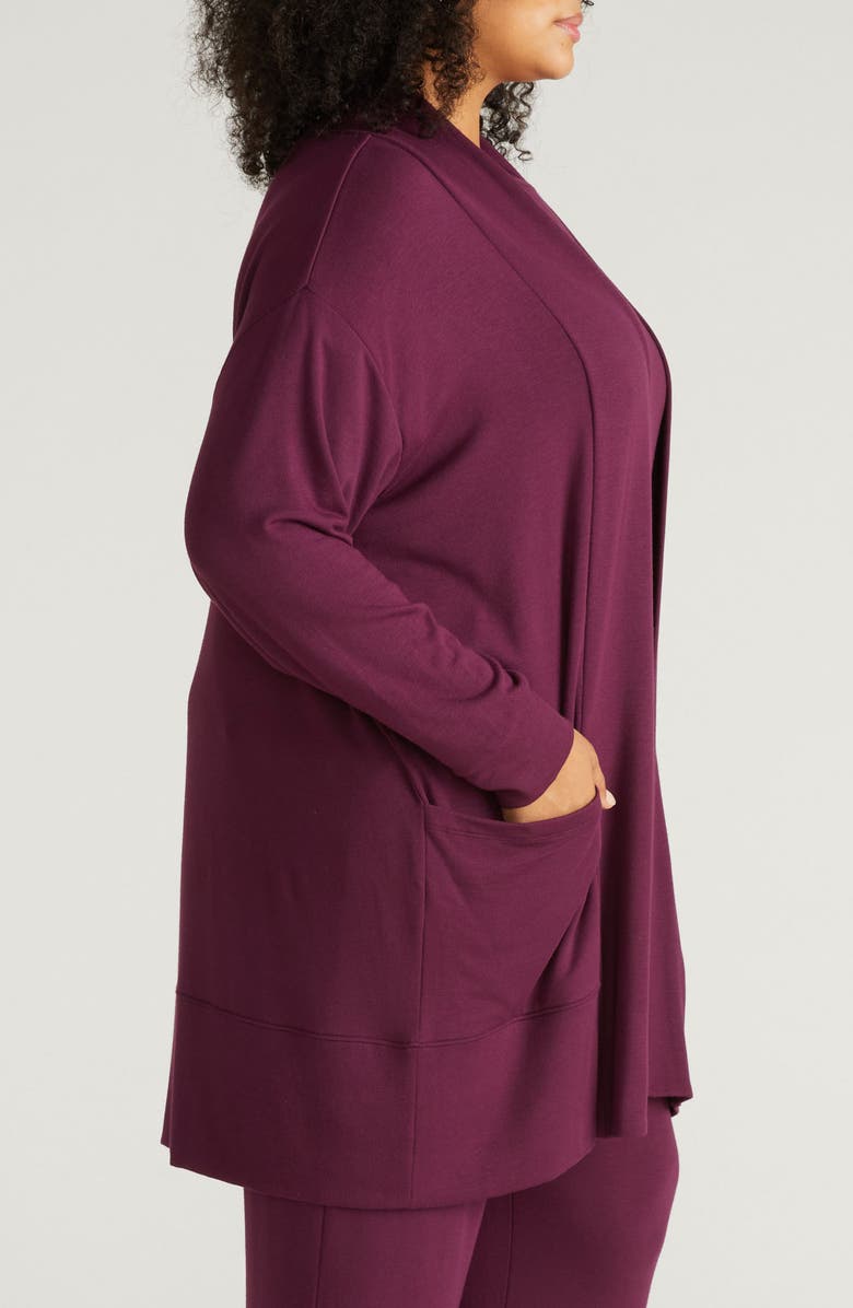 Universal Standard Travelknit Long Open Front Cardigan, Alternate, color, Gamay Burgundy