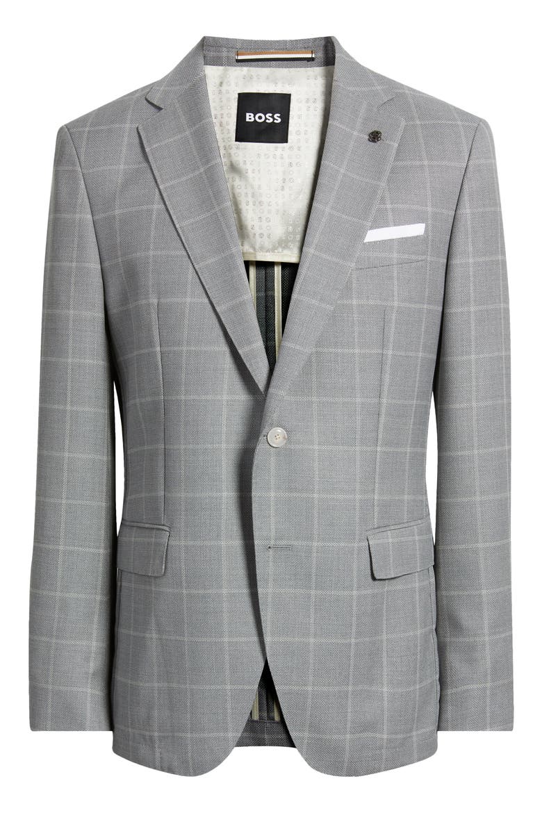 Hutson Check Virgin Wool Sport Coat, Alternate, color, SILVER