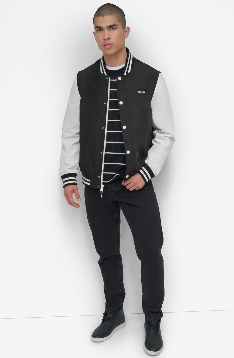 DKNY Varsity Jacket, Alternate, color, Black