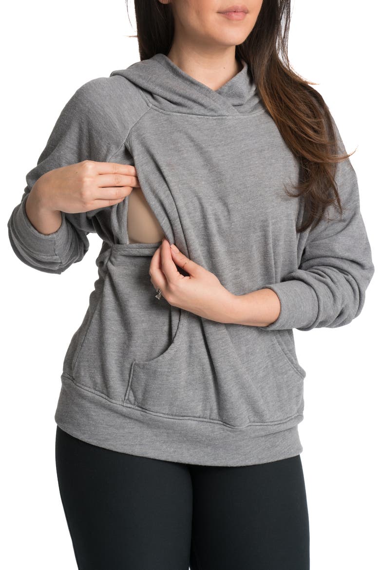 Relaxed Daily Maternity/Nursing Hoodie, Alternate, color, HEATHER GREY