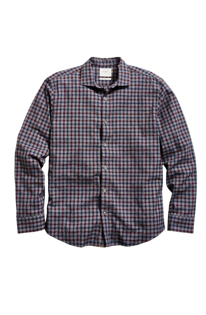 Billy Reid Mélange Plaid Cotton Button-Up Shirt, Main, color, Navy Multi