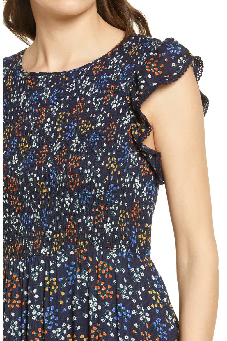 Blossom & Bloom Floral Smocked Dress, Alternate, color, BLACK MULTI