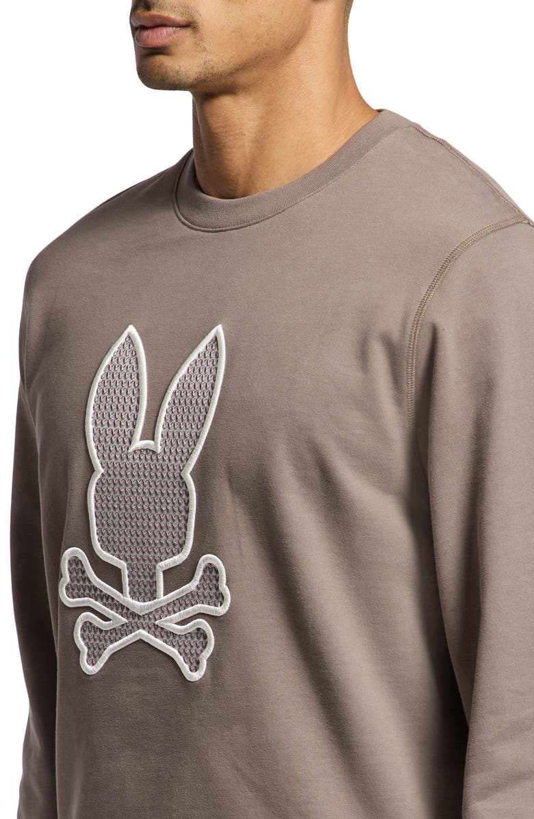 Psycho Bunny Elno Bunny Appliqué Peached Cotton Crewneck Sweatshirt, Alternate, color, 