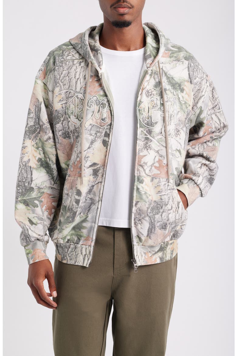 Gothic Camo Full Zip Hoodie, Main, color, DUSTY VINTAGE WOOD CAMO