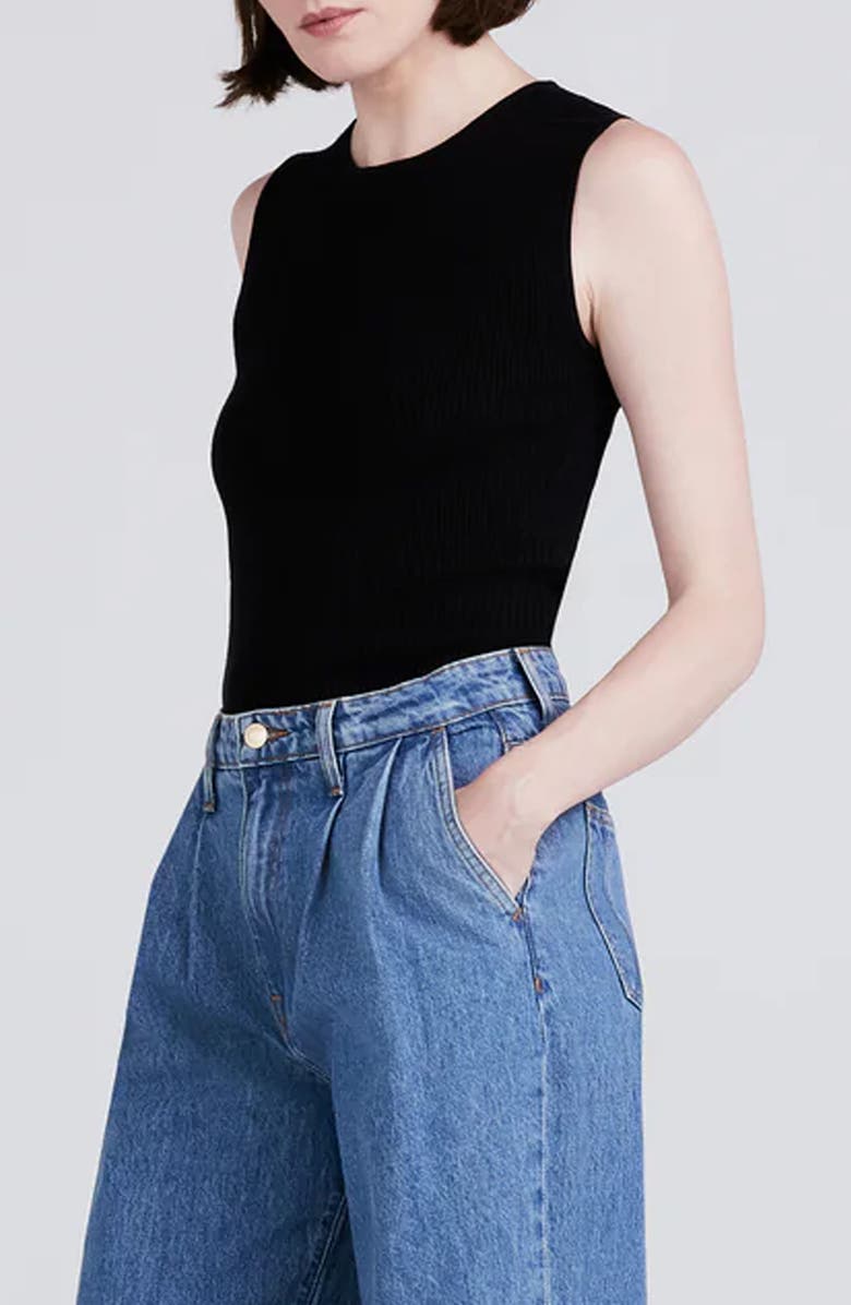 Derek Lam 10 Crosby Ariana Rib Knit Muscle Tank Sweater, Alternate, color, Black