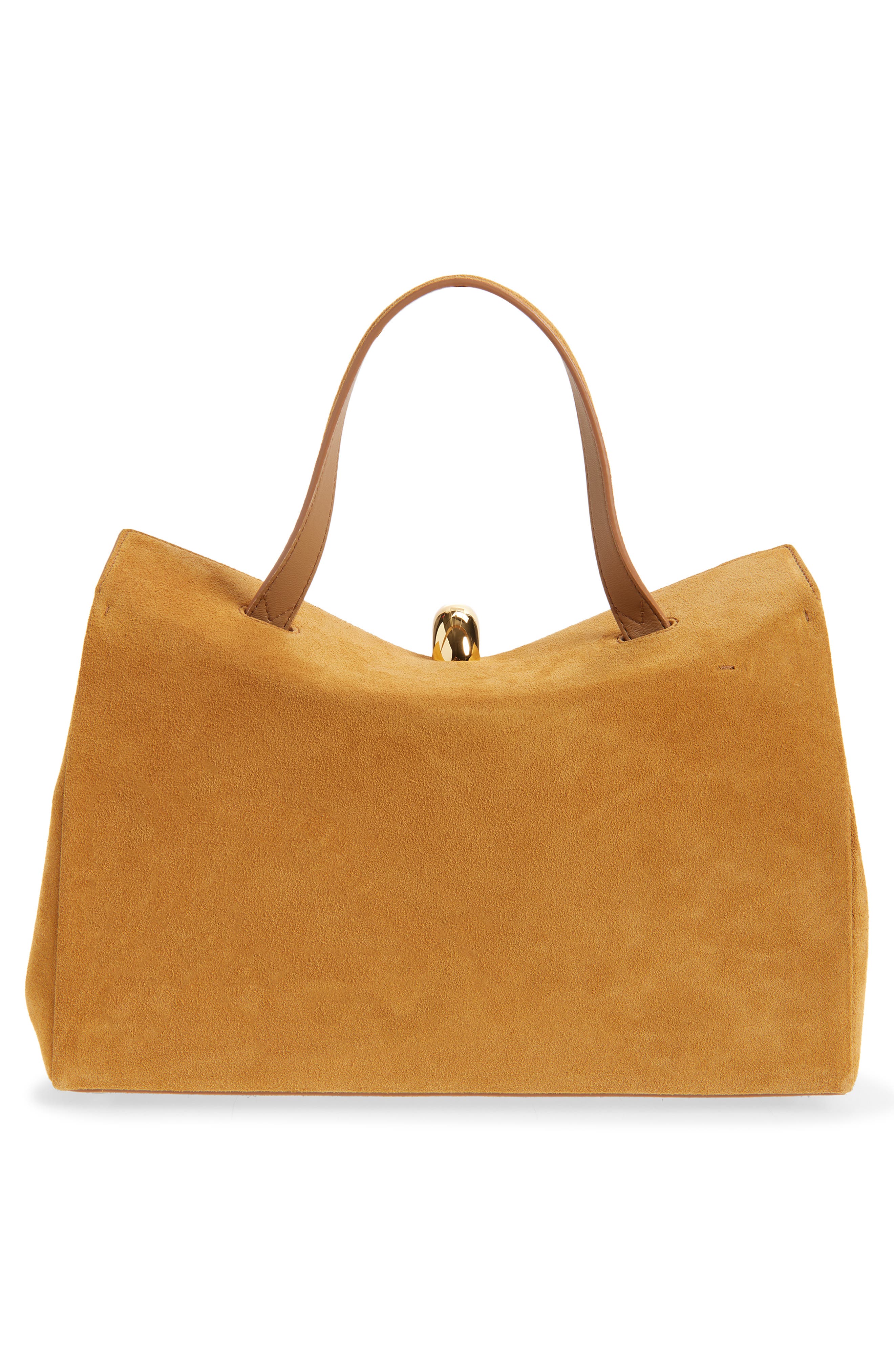 Jacquemus Le Valerie Suede Top Handle Bag, Alternate, color, Camel 830