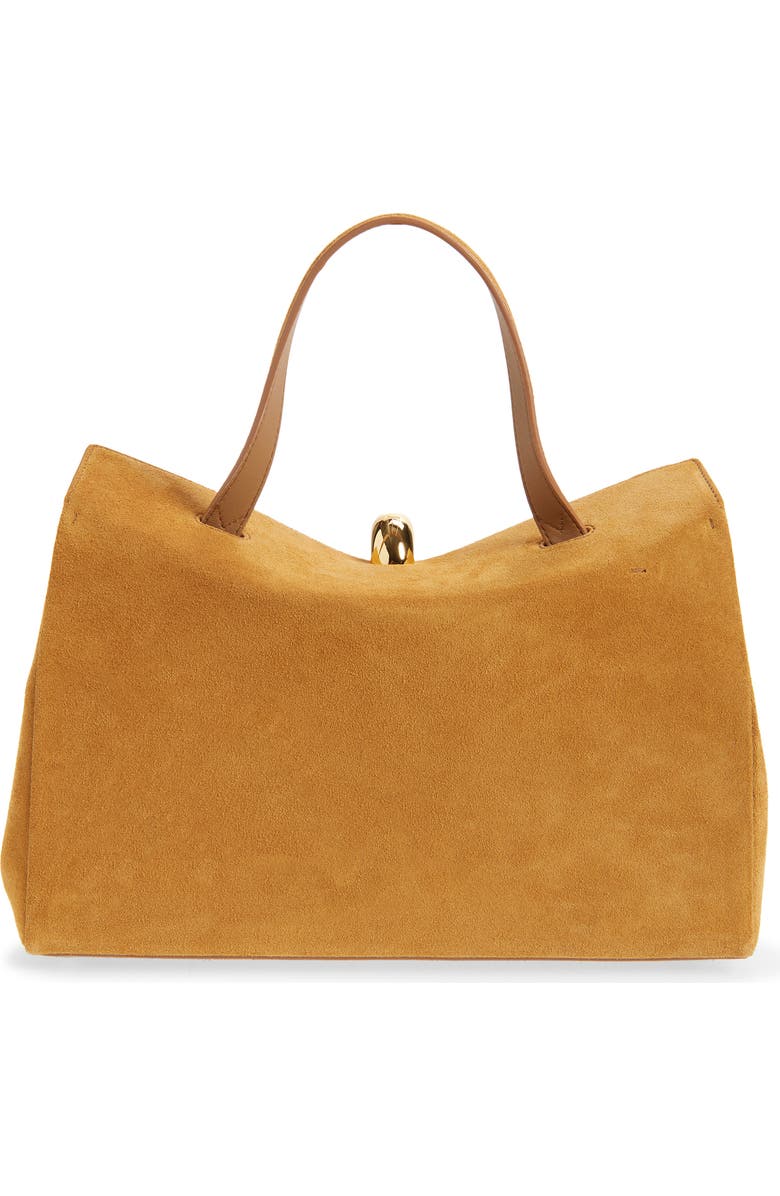 Jacquemus Le Valerie Suede Top Handle Bag, Alternate, color, Camel 830