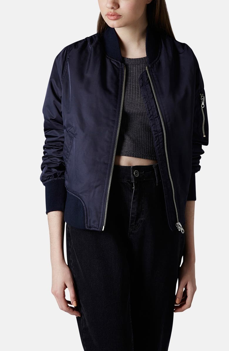 Topshop 'Boris' Bomber Jacket, Main, color, 