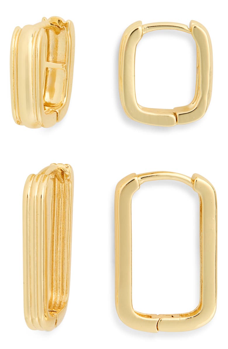 NORDSTROM RACK Demi Fine 2-Pack Square Hoop Earrings, Main, color, 